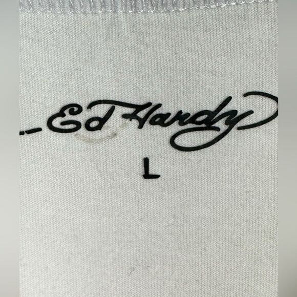 Vintage Ed Hardy True to My Love tshirt dress white eagle roses Y2K streetwear L - Picture 9 of 9